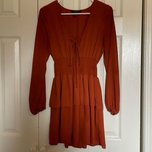 forever 21 women’s long sleeve ruffled dress (M)